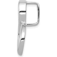 14K White Gold Polished Slide Pendant Fits Up to 6mm Regular/8mm Fancy Omega Chains - Rhodium Plated Finish by 0
