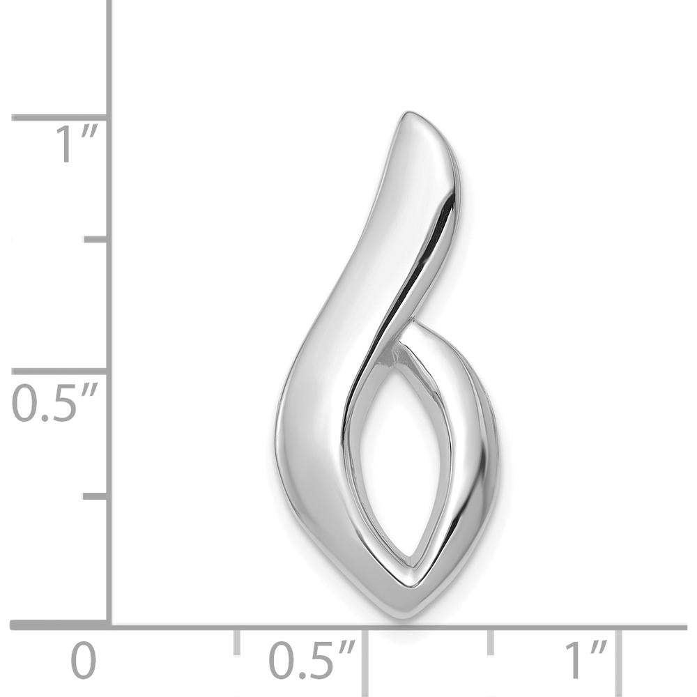 14K White Gold Polished Slide Pendant Fits Up to 6mm Regular/8mm Fancy Omega Chains - Rhodium Plated Finish by 0