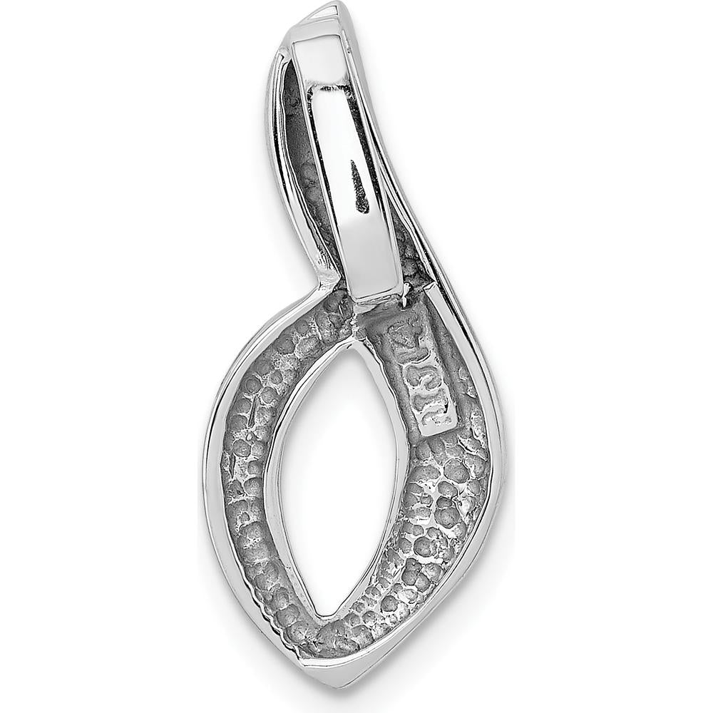 14K White Gold Polished Slide Pendant Fits Up to 6mm Regular/8mm Fancy Omega Chains - Rhodium Plated Finish by 0