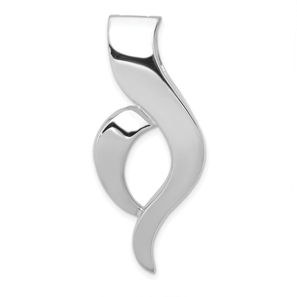 14K White Gold Polished Slide Pendant Fits Up to 6mm Regular and 8mm Fancy Omega Chain by 0