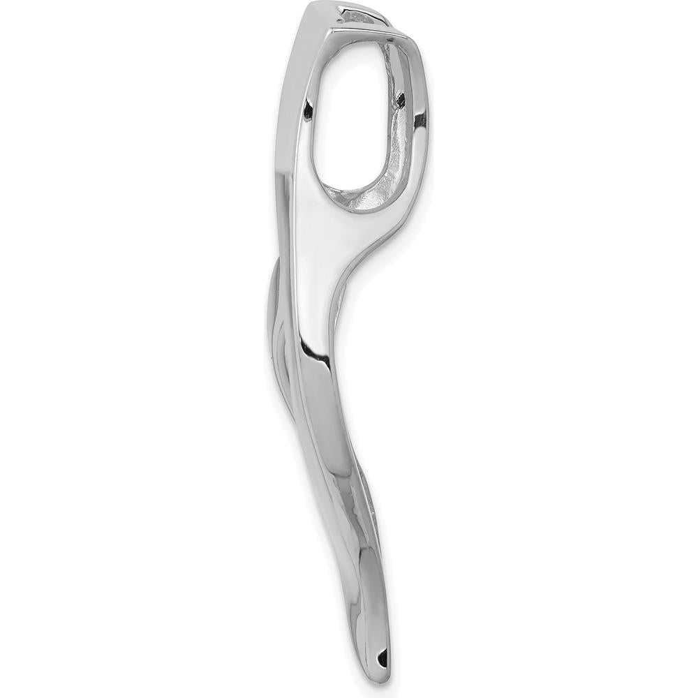14K White Gold Polished Slide Pendant Fits Up to 6mm Regular and 8mm Fancy Omega Chain by 0