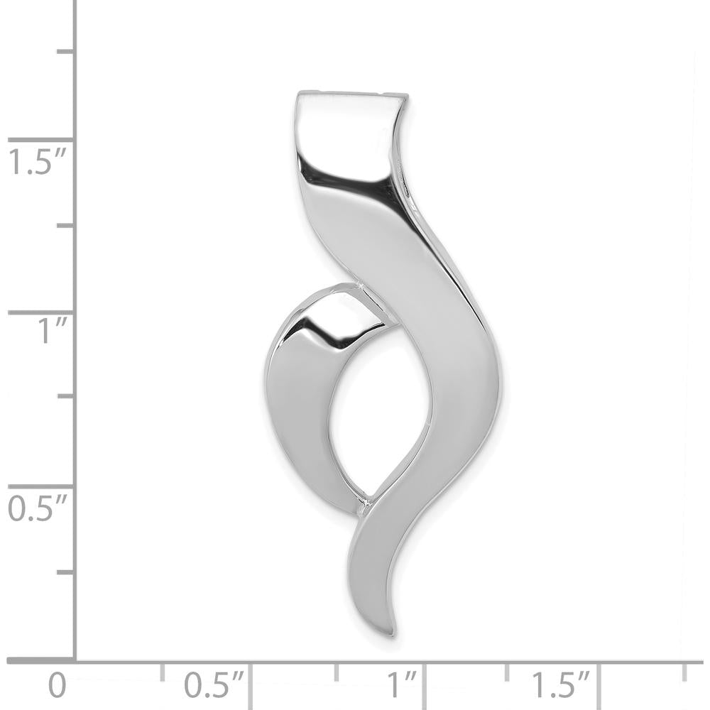 14K White Gold Polished Slide Pendant Fits Up to 6mm Regular and 8mm Fancy Omega Chain by 0