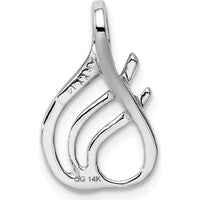 14K White Gold Polished Slide Pendant for 2mm Regular & 4mm Fancy Omega Chain - Rhodium Plated by 0