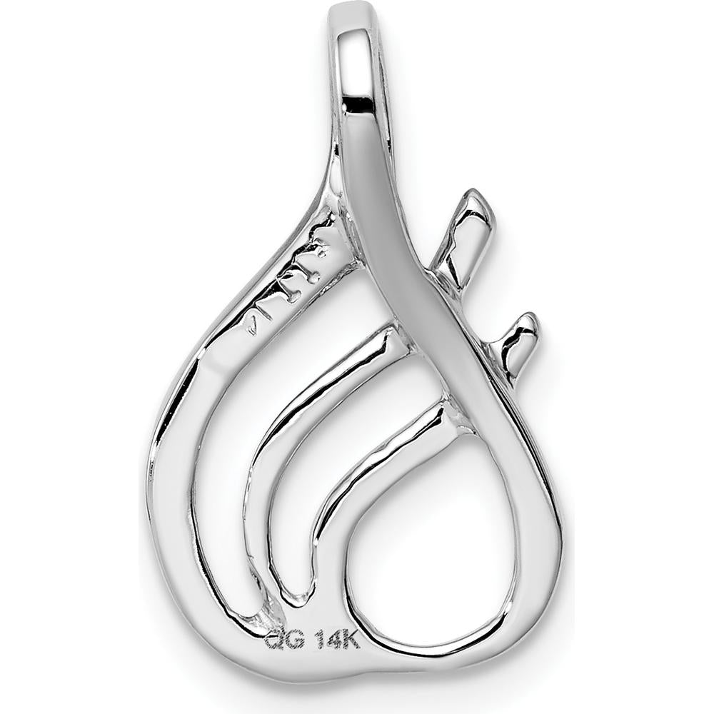 14K White Gold Polished Slide Pendant for 2mm Regular & 4mm Fancy Omega Chain - Rhodium Plated by 0