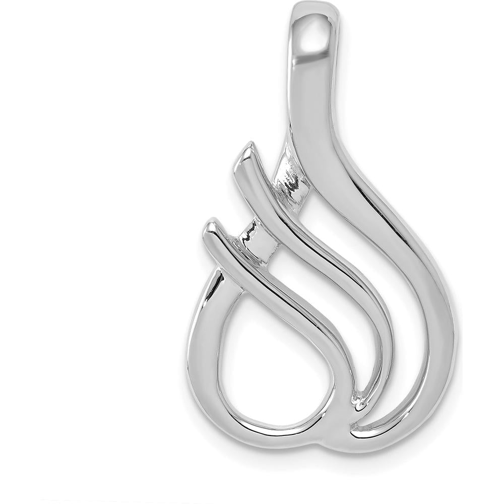 14K White Gold Polished Slide Pendant for 4mm and 6mm Omega Chains by 0