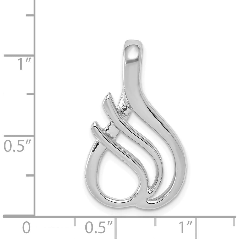 14K White Gold Polished Slide Pendant for 4mm and 6mm Omega Chains by 0