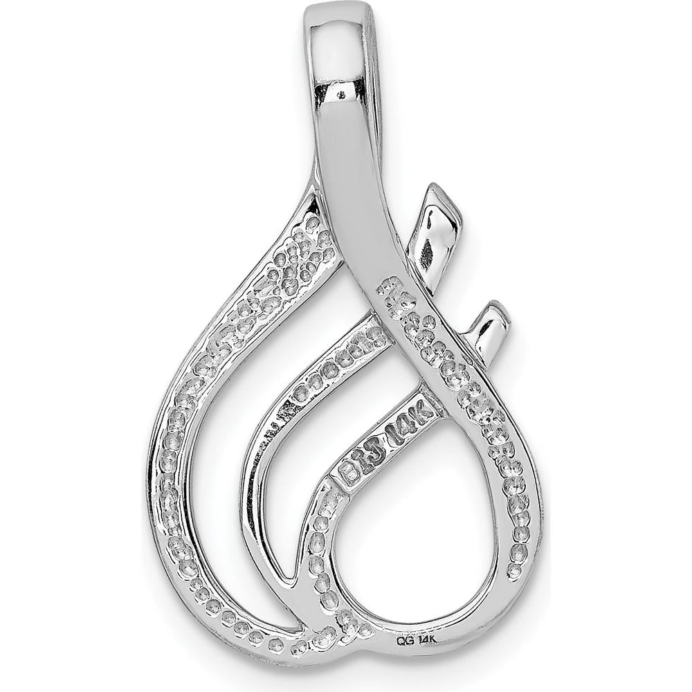14K White Gold Polished Slide Pendant for 4mm and 6mm Omega Chains by 0