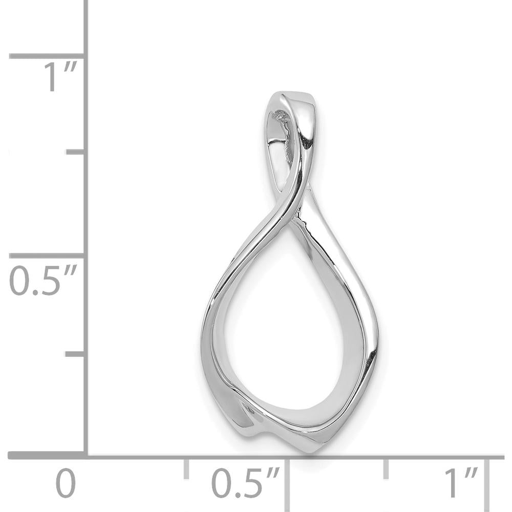 14K White Gold Polished Slide Pendant for Omega Chain - 24mm Length by 0