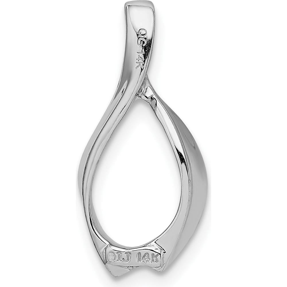 14K White Gold Polished Slide Pendant for Omega Chain - 24mm Length by 0