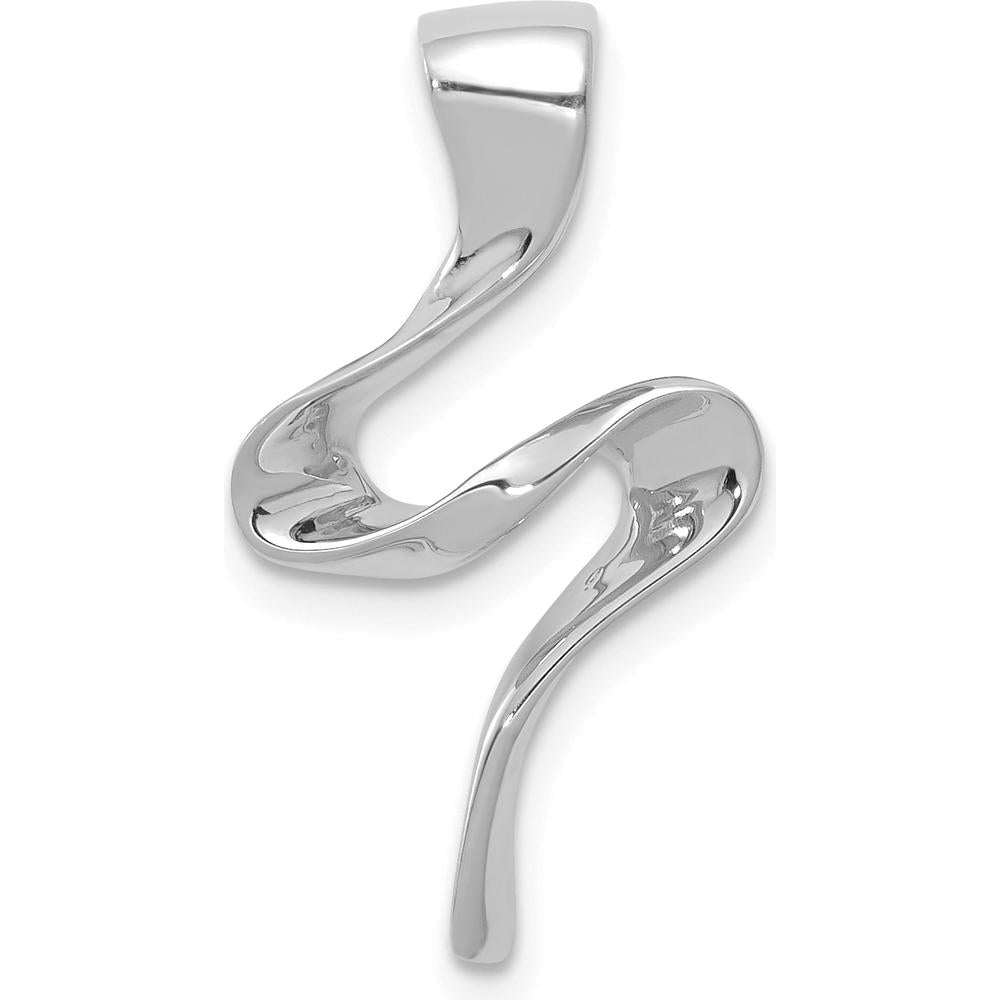 14K White Gold Polished Slide Pendant for Omega Chain - Fits 2mm Regular and 4mm Fancy Omega by 0