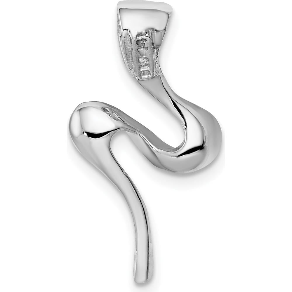 14K White Gold Polished Slide Pendant for Omega Chain - Fits 2mm Regular and 4mm Fancy Omega by 0