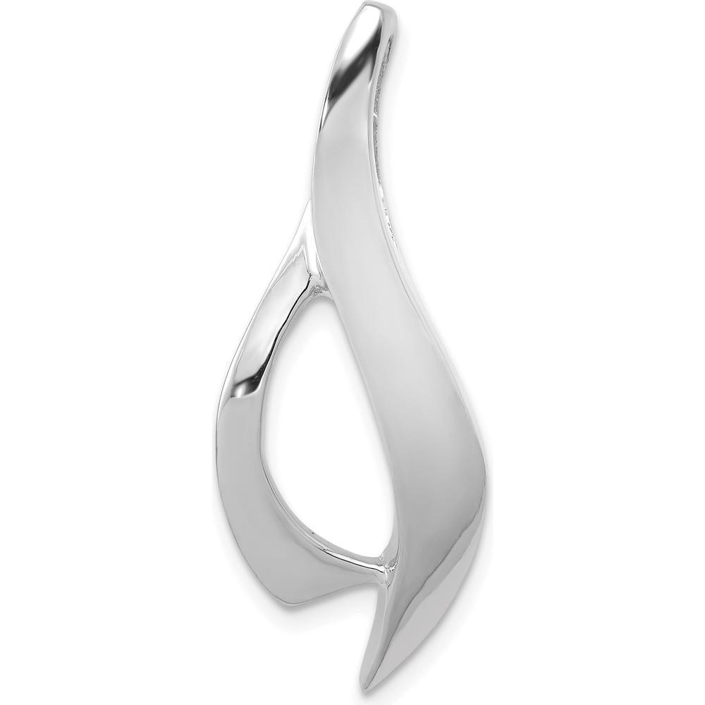 14K White Gold Polished Slide Pendant for Omega Chain - Fits Up to 6mm Omega - Rhodium Plated by 0