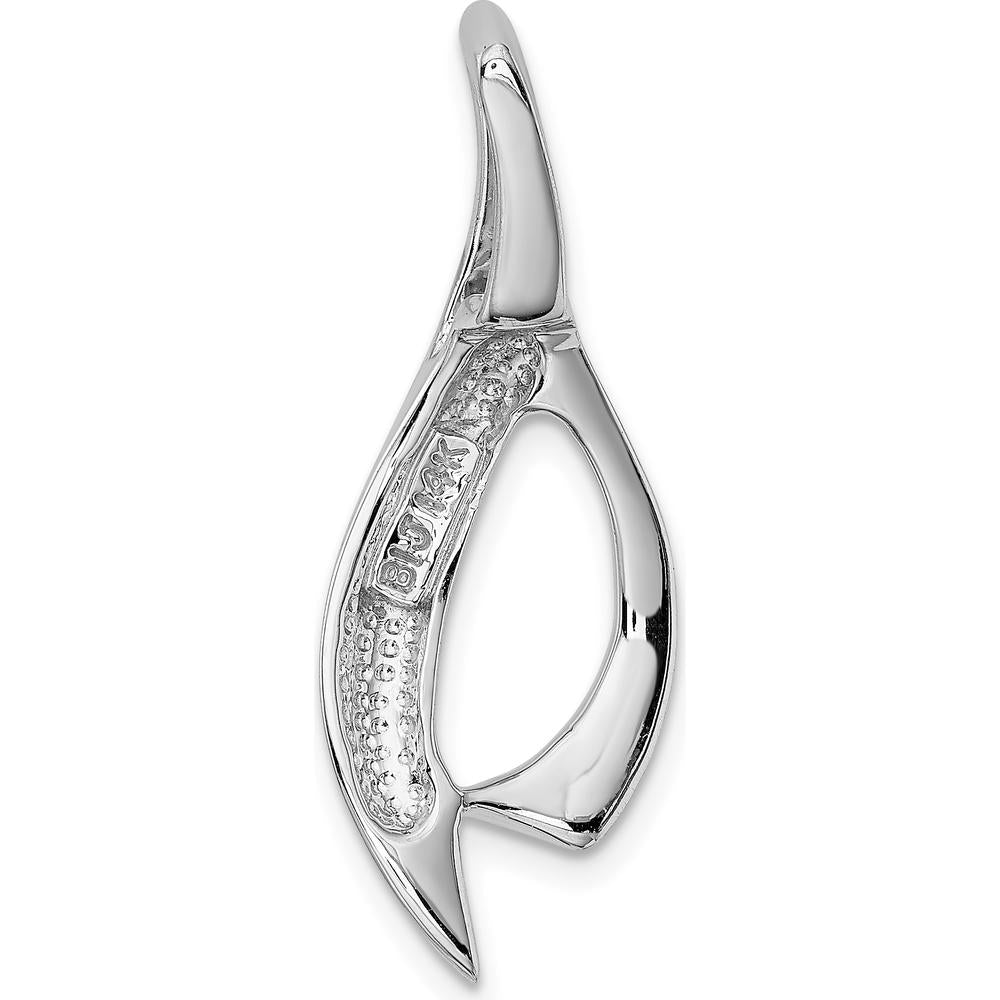 14K White Gold Polished Slide Pendant for Omega Chain - Fits Up to 6mm Omega - Rhodium Plated by 0