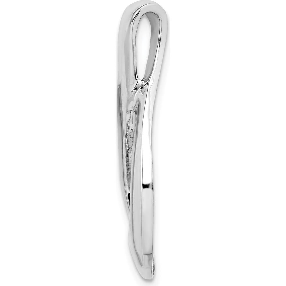 14K White Gold Polished Slide Pendant for Omega Chains - Fits 2mm Regular and 6mm Fancy Omega Chains by 0