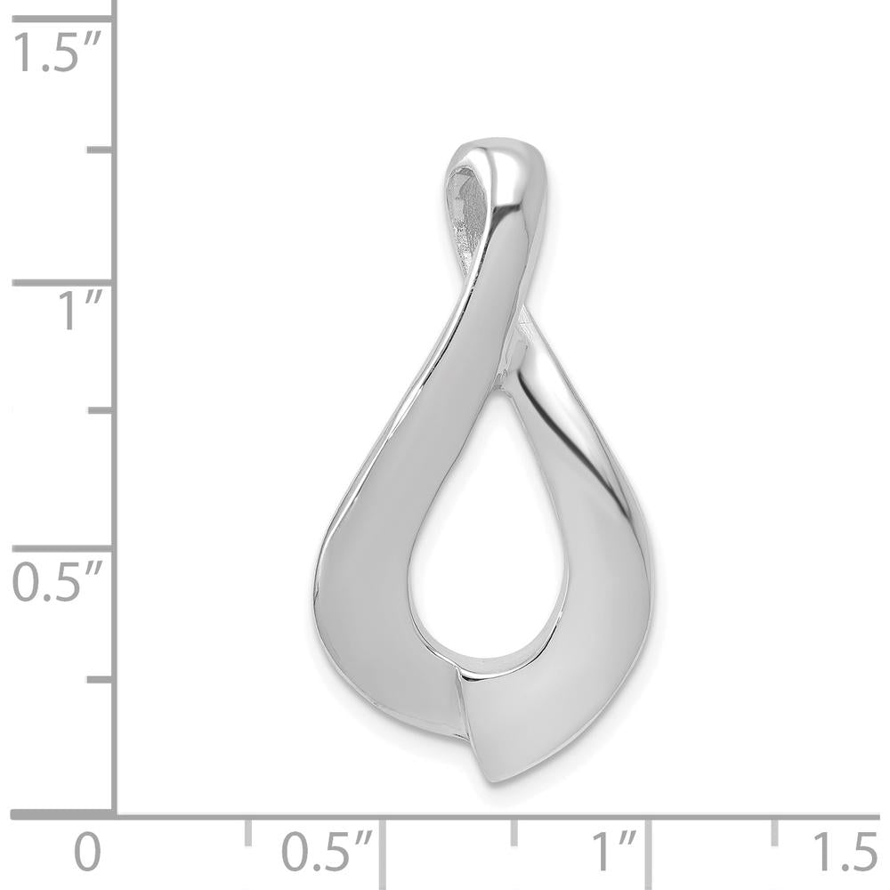 14K White Gold Polished Slide Pendant for Omega Chains - Fits 2mm Regular and 6mm Fancy Omega Chains by 0