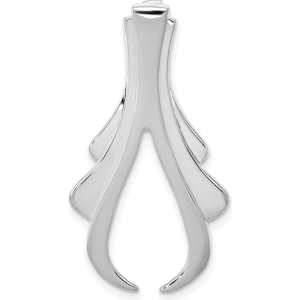 14K White Gold Polished Slide Pendant for Omega Chains - Fits 6mm & 8mm Omega by 0