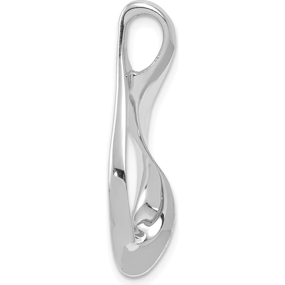 14K White Gold Polished Slide Pendant for Omega Chains - Fits up to 6mm Fancy Omega by 0