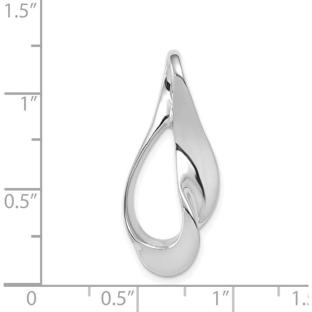 14K White Gold Polished Slide Pendant for Omega Chains - Fits up to 6mm Fancy Omega by 0