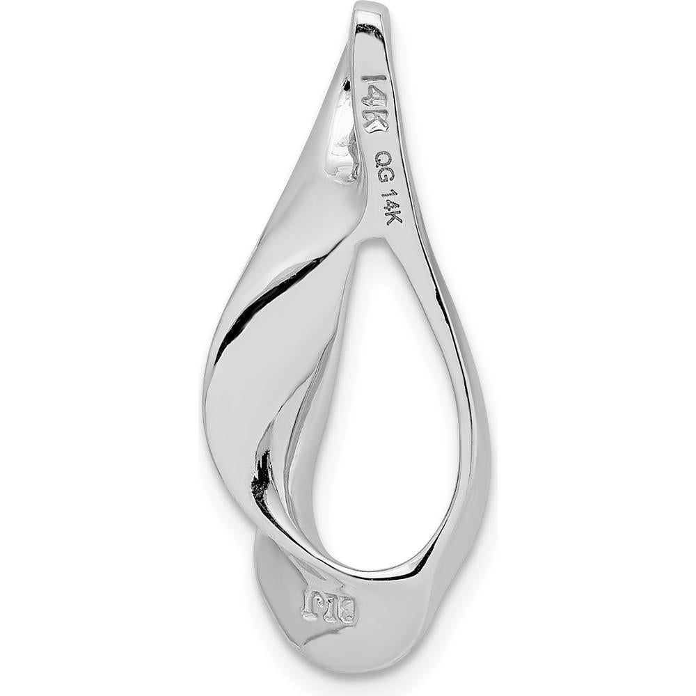 14K White Gold Polished Slide Pendant for Omega Chains - Fits up to 6mm Fancy Omega by 0