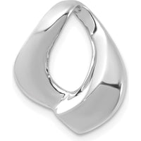 14K White Gold Polished Slide Pendant with Rhodium Finish for Omega Chains - Fits up to 6mm Regular or 8mm Fancy by 0