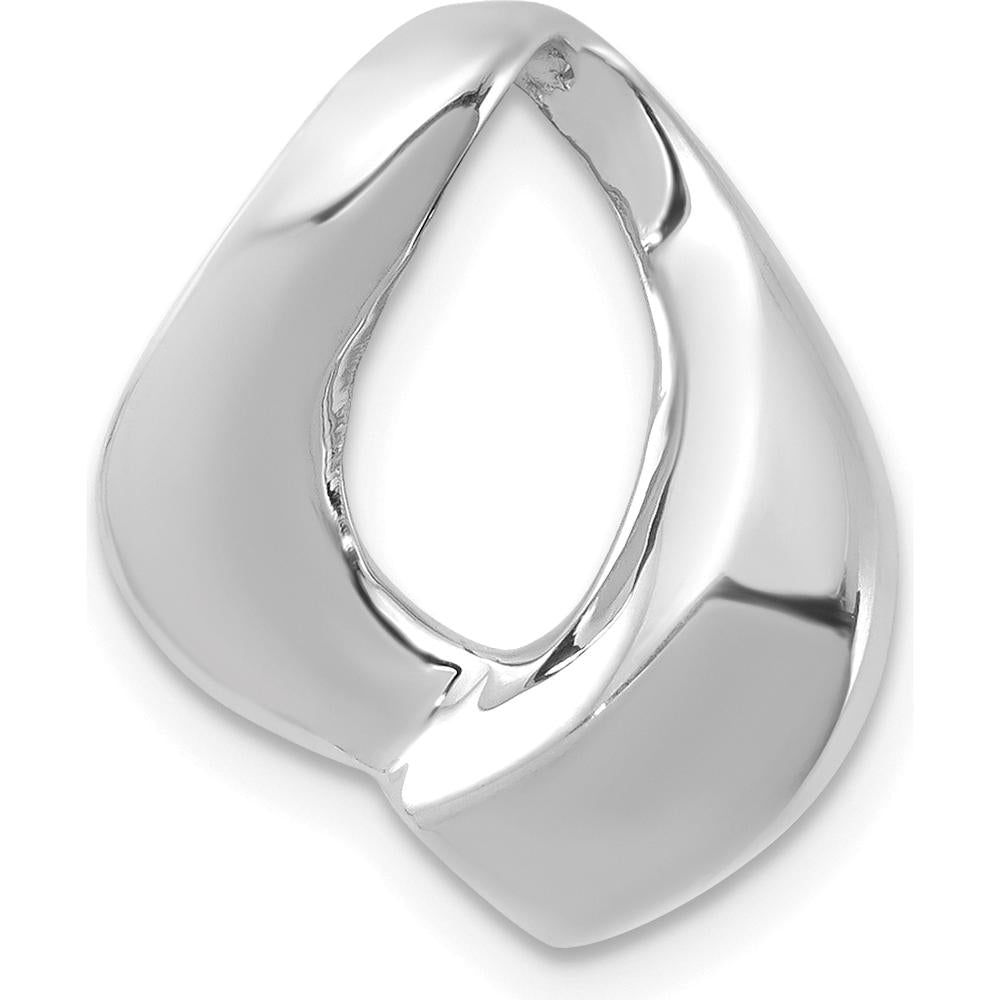 14K White Gold Polished Slide Pendant with Rhodium Finish for Omega Chains - Fits up to 6mm Regular or 8mm Fancy by 0