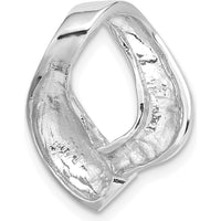 14K White Gold Polished Slide Pendant with Rhodium Finish for Omega Chains - Fits up to 6mm Regular or 8mm Fancy by 0