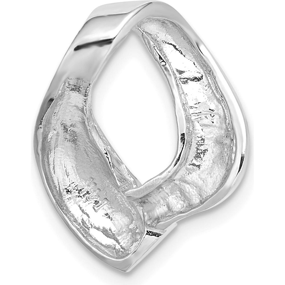 14K White Gold Polished Slide Pendant with Rhodium Finish for Omega Chains - Fits up to 6mm Regular or 8mm Fancy by 0