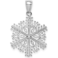 14K White Gold Polished Snowflake Pendant with Rhodium Plating by Oro Pregiato