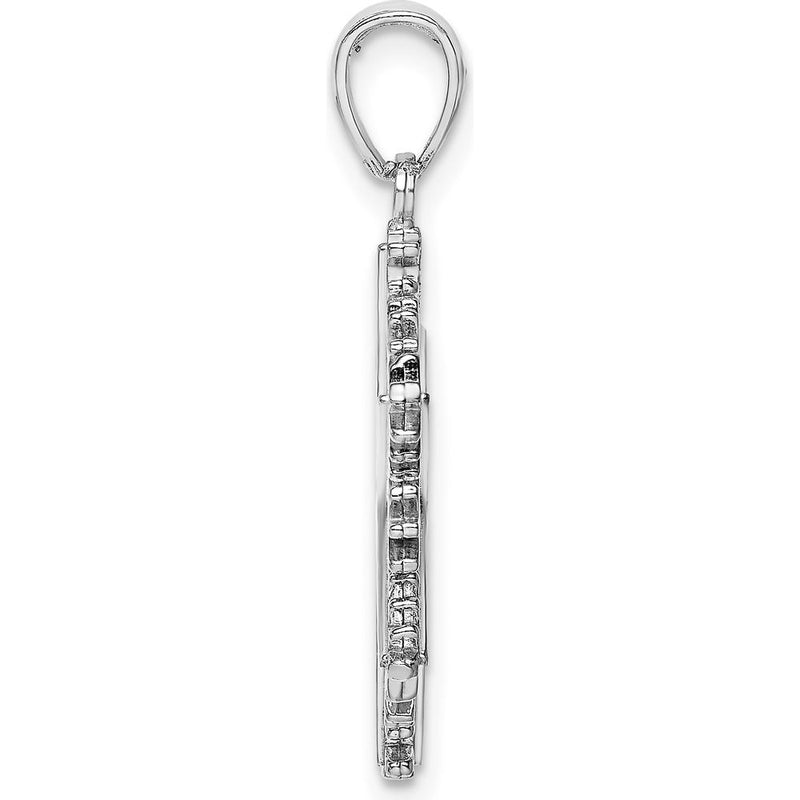 14K White Gold Polished Snowflake Pendant with Rhodium Plating by Oro Pregiato