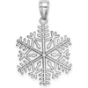 14K White Gold Polished Snowflake Pendant with Rhodium Plating by Oro Pregiato