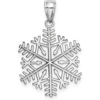 14K White Gold Polished Snowflake Pendant with Rhodium Plating by Oro Pregiato
