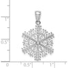 14K White Gold Polished Snowflake Pendant with Rhodium Plating by Oro Pregiato