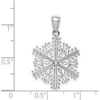 14K White Gold Polished Snowflake Pendant with Rhodium Plating by Oro Pregiato