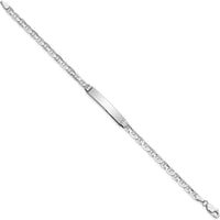 14K White Gold Polished Solid Anchor Link ID Bracelet with Engravable Plate - 8 Inches by Oro Pregiato