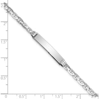14K White Gold Polished Solid Anchor Link ID Bracelet with Engravable Plate - 8 Inches by Oro Pregiato