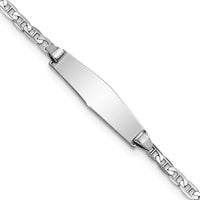 14K White Gold Polished Solid Chain/Anchor Link Baby ID Bracelet - 6" Length by Oro Pregiato