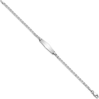 14K White Gold Polished Solid Chain/Anchor Link Baby ID Bracelet - 6" Length by Oro Pregiato