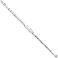 14K White Gold Polished Solid Chain Anchor Link ID Bracelet - 7" Length by Oro Pregiato