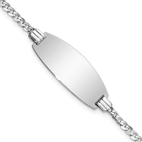 14K White Gold Polished Solid Chain Curb Link ID Bracelet - 7" Length by Oro Pregiato