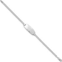 14K White Gold Polished Solid Chain Curb Link ID Bracelet - 7" Length by Oro Pregiato