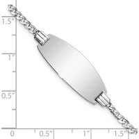 14K White Gold Polished Solid Chain Curb Link ID Bracelet - 7" Length by Oro Pregiato