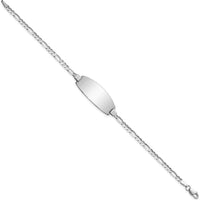 14K White Gold Polished Solid Chain Figaro Link Oval 8" ID Bracelet by Oro Pregiato