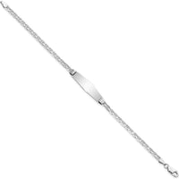 14K White Gold Polished Solid Chain ID Bracelet with 25.5x7.5mm Plate - Rhodium-Plated, 7" Length by Oro Pregiato
