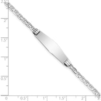 14K White Gold Polished Solid Chain ID Bracelet with 25.5x7.5mm Plate - Rhodium-Plated, 7" Length by Oro Pregiato