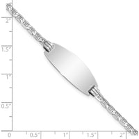 14K White Gold Polished Solid Chain ID Bracelet with Engravable Oval Plate - 7" Length by Oro Pregiato
