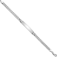 14K White Gold Polished Solid Chain ID Bracelet with Flat 34x7mm Plate - 8" Length by Oro Pregiato