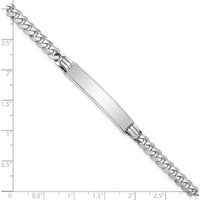 14K White Gold Polished Solid Chain ID Bracelet with Flat 34x7mm Plate - 8" Length by Oro Pregiato