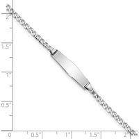 14K White Gold Polished Solid Chain ID Bracelet with Flat Curb Link and Engravable Plate - 7" by Oro Pregiato