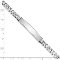 14K White Gold Polished Solid Chain ID Bracelet with Flat Curb Links - 8" Length by Oro Pregiato