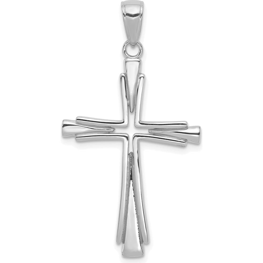 14K White Gold Polished Solid Cross Pendant - Timeless Faith Symbol by Oro Pregiato